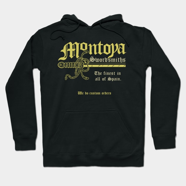 Montoya Sword Company (gold tone text) Hoodie by GeekGiftGallery